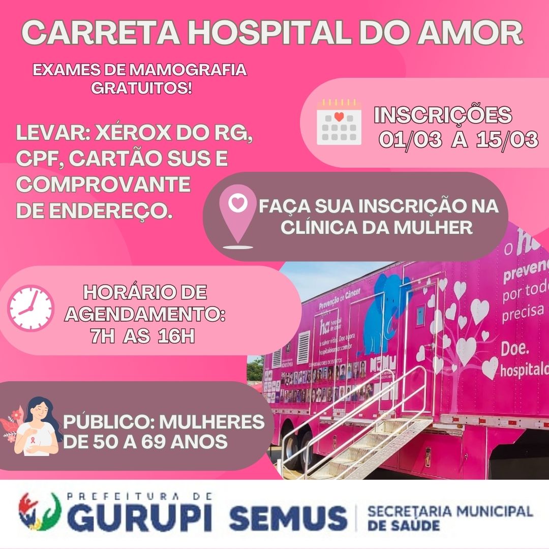 Carreta do Hospital do Amor oferta exames gratuitos para mulheres